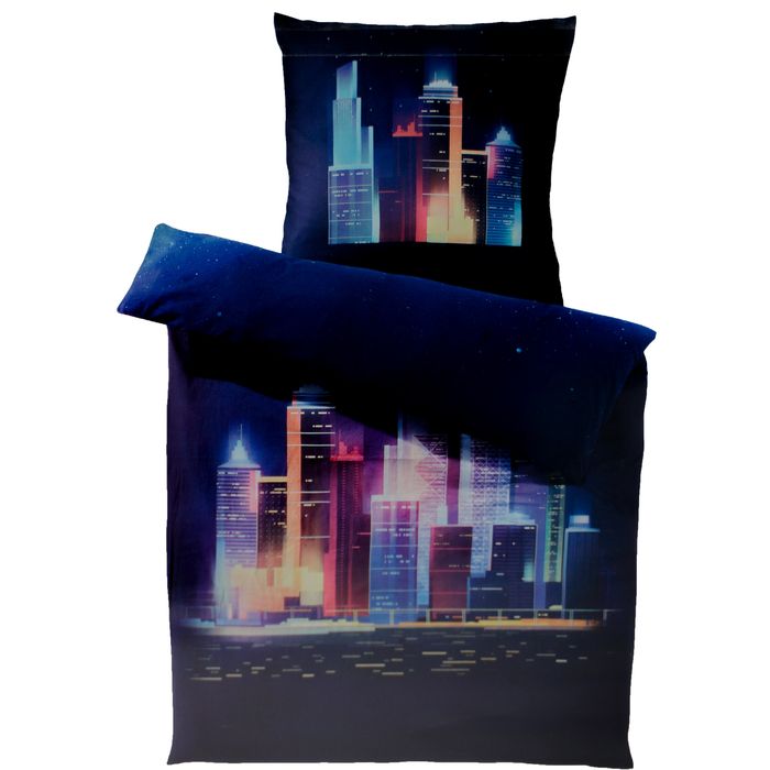 PROMOCJA -10% komplet pościeli bawełnianej 135x200 80x80 granatowa