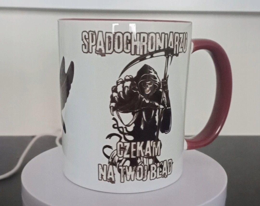Kubek porcelanowy biały, Desant, Hej Spadochroniarzu