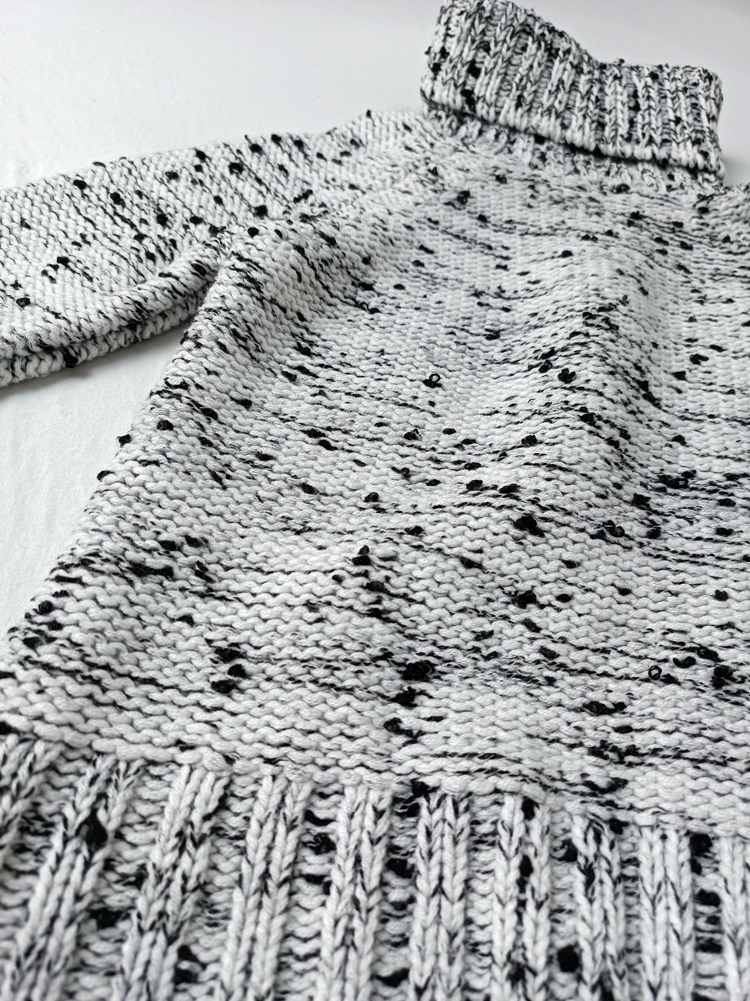 Wełniany sweter damski L XL szary golf gruby mięsisty ciepły