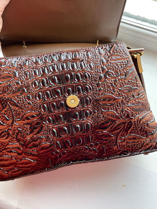 Вінтажна сумка - сатчел з тисненням під крокодилячу шкіру