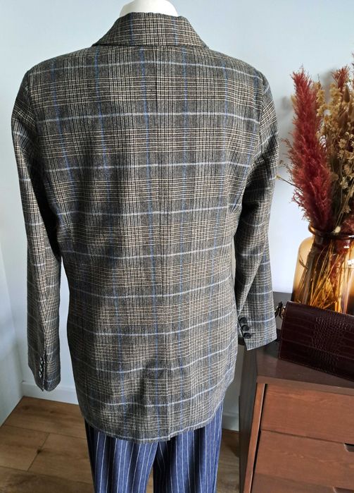 Marynarka w kratę vintage wełna bawełna ESPRIT L 40