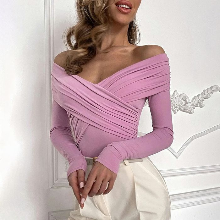 Боди з драпировкой з відкритими плечима Zara