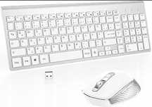 Zestaw bezprzewodowej klawiatury USB QWERTZ srebrno-biała
