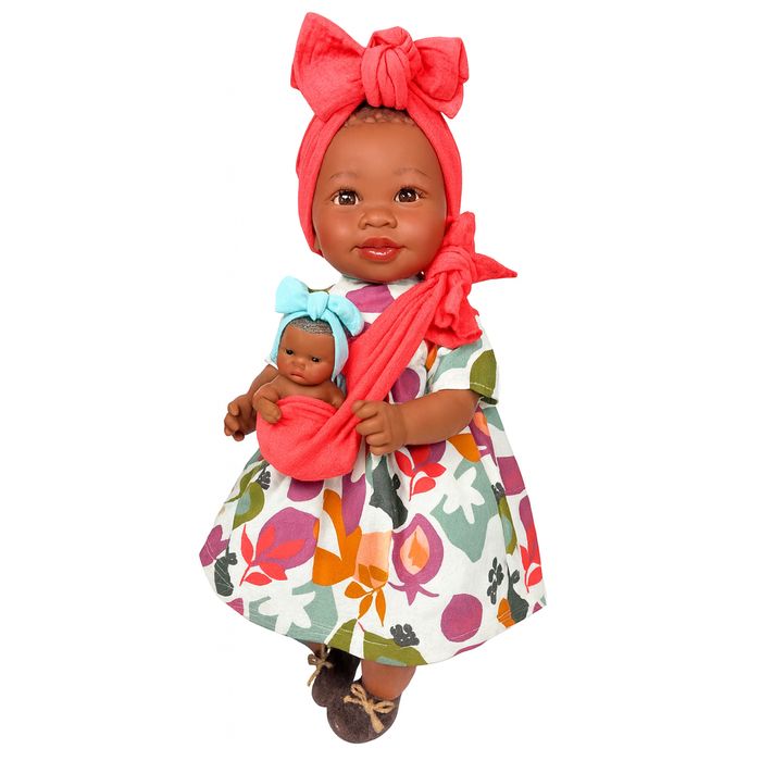 Boneca Alika com Bebé 40 cm – Nines d’Onil (Olhos realistas)