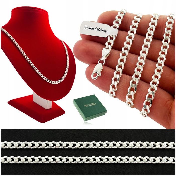 Łańcuszek Srebrny Męski Pancerka 5mm Srebro Próba 925 Gruby Solidny+gr