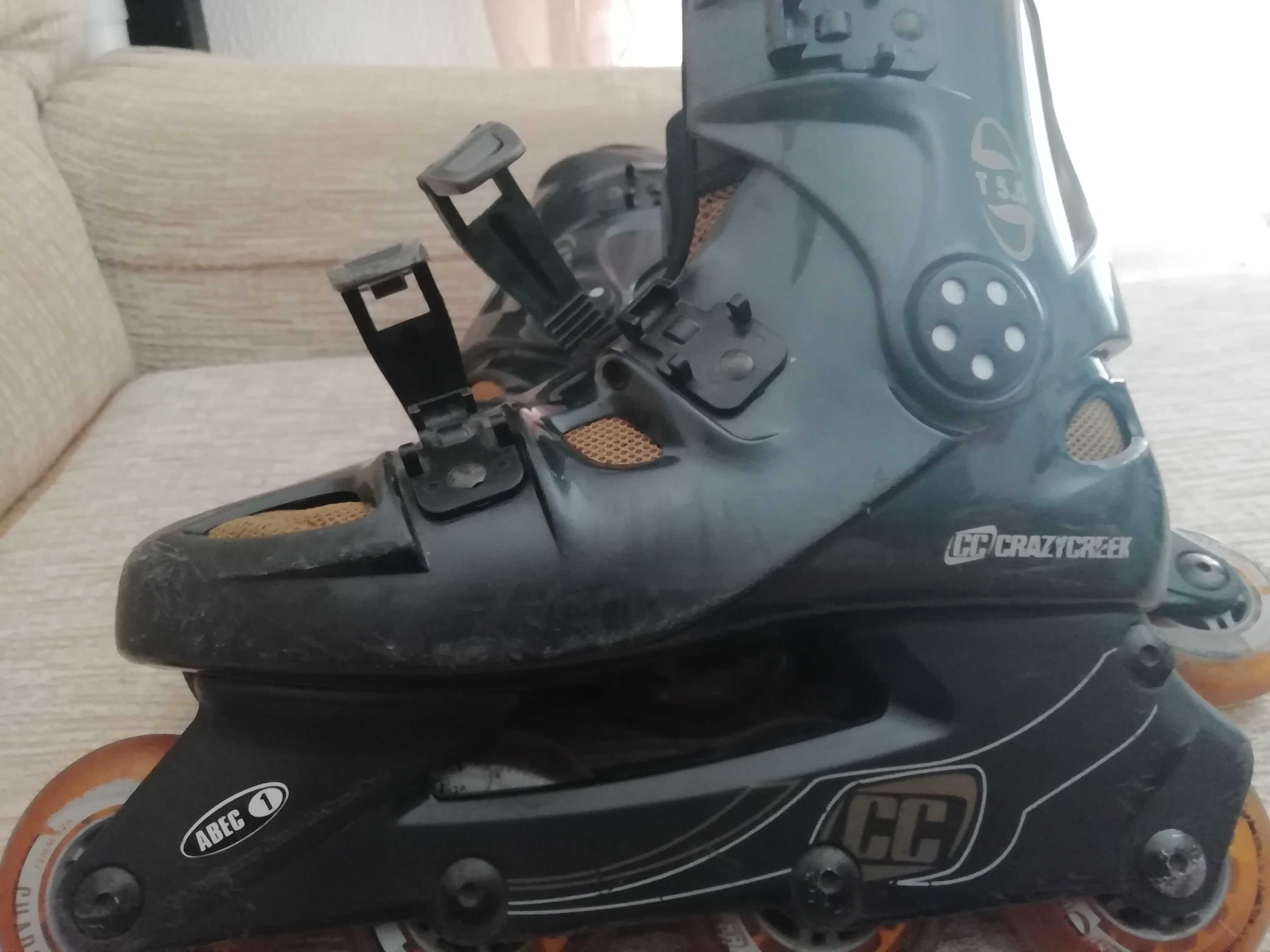 Patins em linha	crazycreek	ABEC 1	tamanho 5,5	calçam nº 40	4 rodas