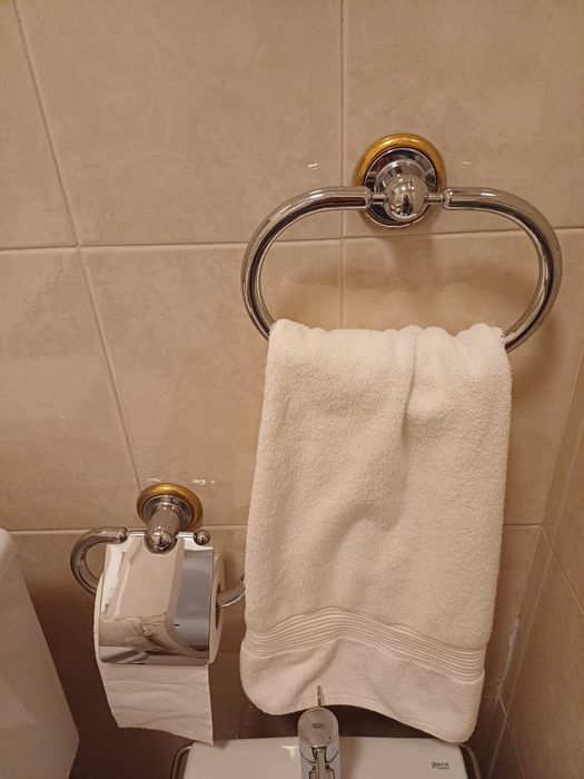 Toalheiros e porta rolos de casa de banho