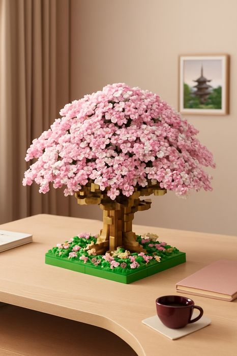 3D лего lego бонсай-дерева с вишневыми цветами (сакура) конструктор 3D