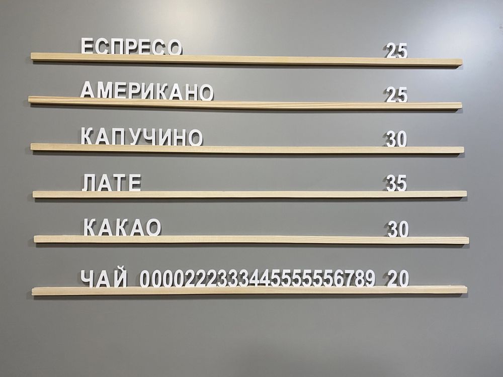 Набірне меню наборное вывеска цены штендер кофейня