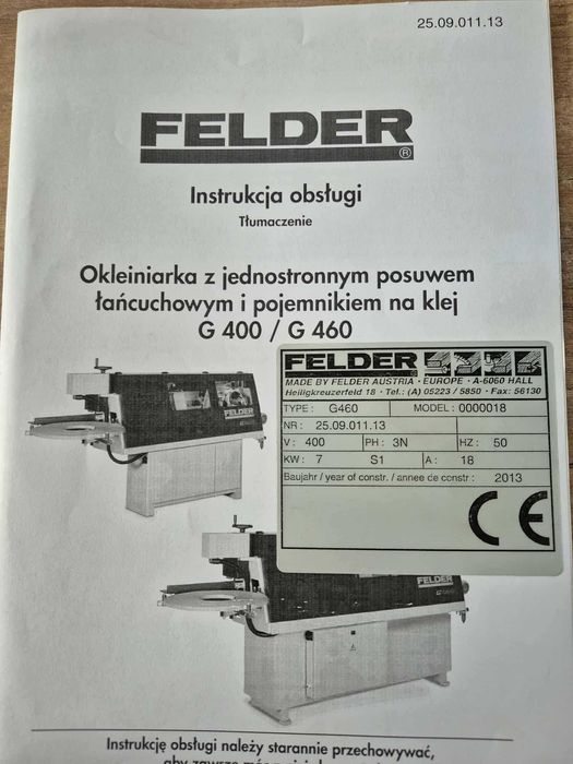 Okleiniarka FELDER G460