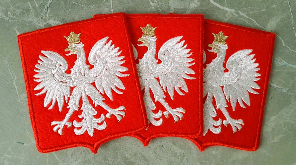 Emblemat, naszywka godło orzeł Polska 90x75 mm 3 sztuki
