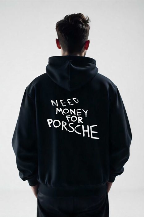 Męska Czarna Bluza M Need Money for Porsche Wersja 2