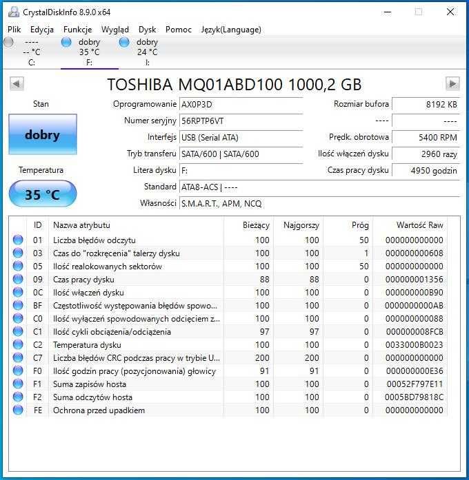 Dysk twardy SATA 2.5" 1000GB 1TB Seagate HDD SLIM WD SMART