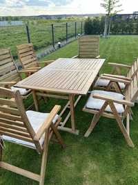 Drewniany zestaw mebli ogrodowych stół(rozkładany)+6krzeseł