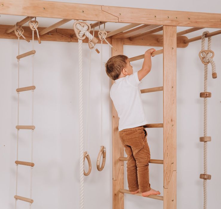 Drewniany domowy plac zabaw Mostek XL - drewno