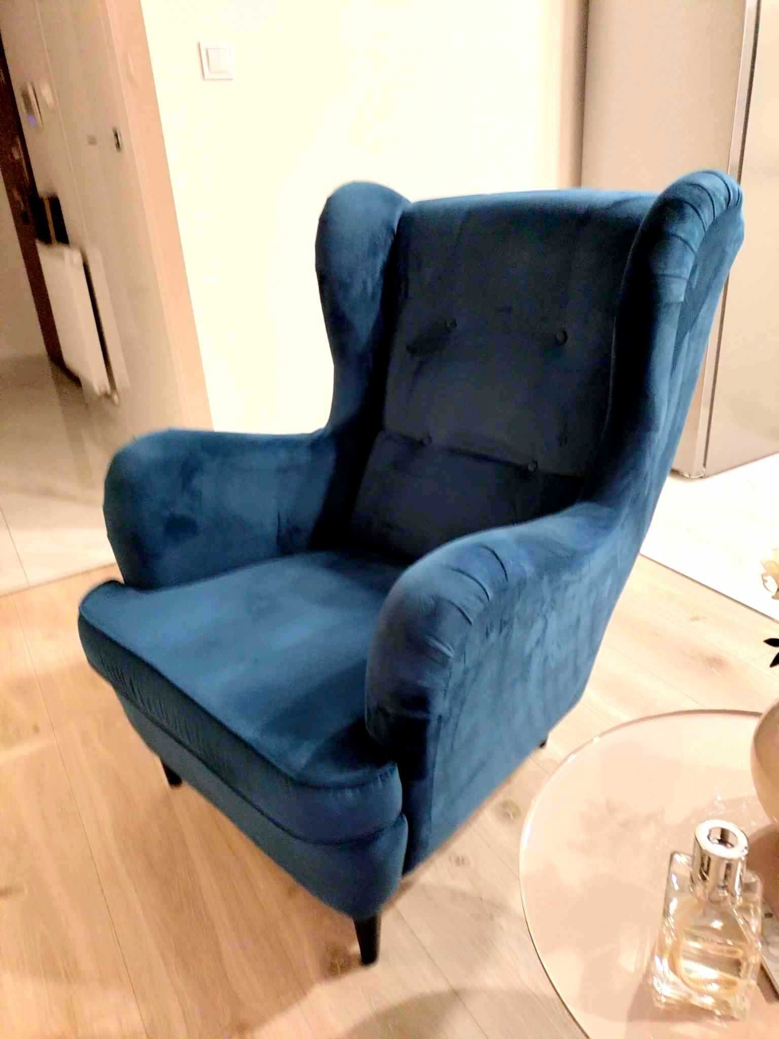 Fotel uszak niebieski OSKAR (Agata Meble) - stan bdb - HIT !!!