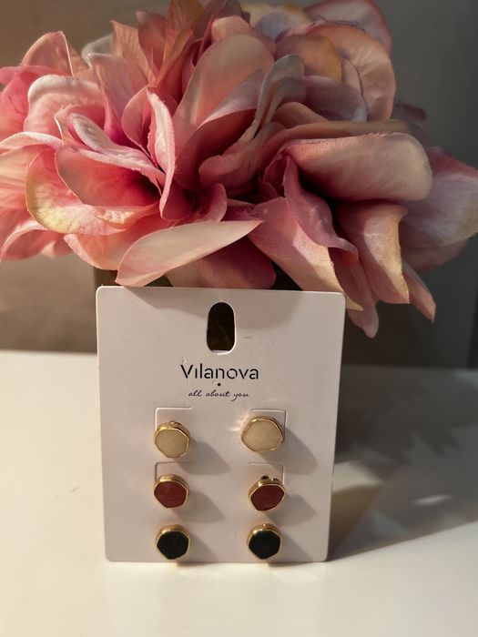 Brincos Vilanova dourado e pedra