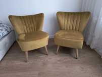 2x Fotel motyl, retro, antyk, prl, welur musztarda stan bdb