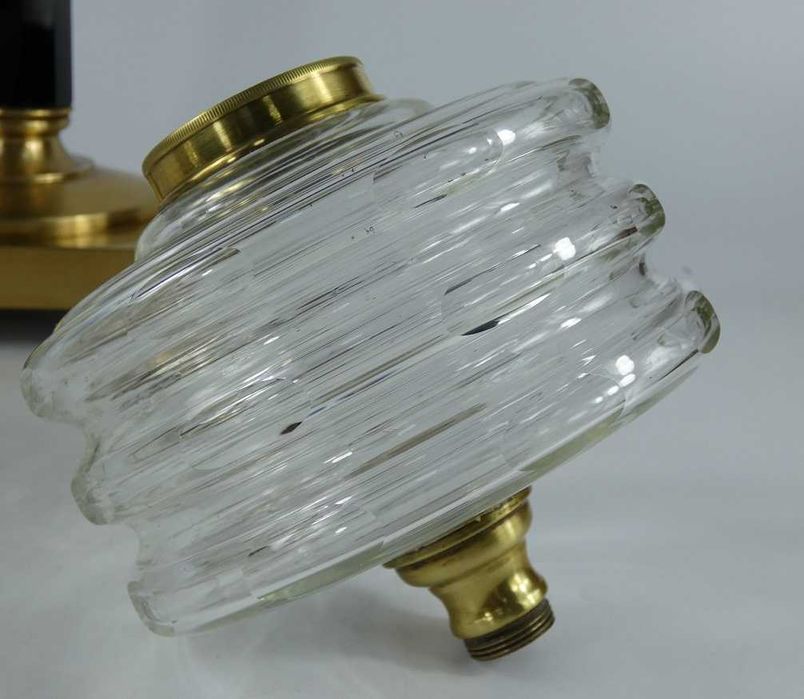Stołowa lampa naftowa Art Deco mosiądz BRENNER MATADOR kominek KLOSZ