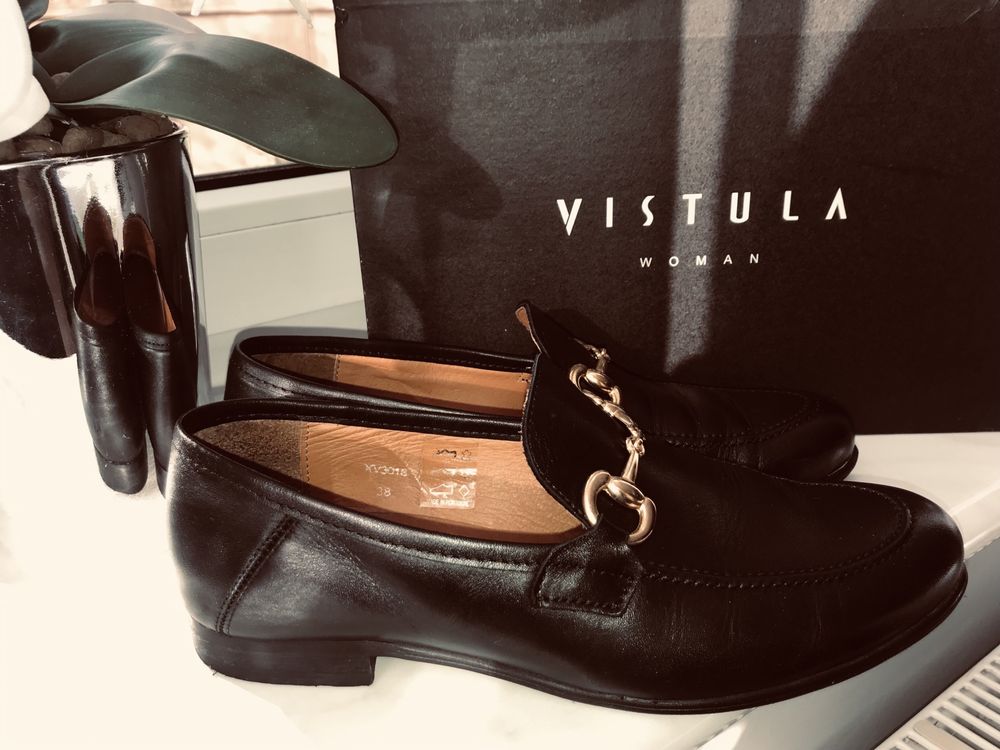 Vistula women piękne lordsy loafersy 38 skóra Bdb