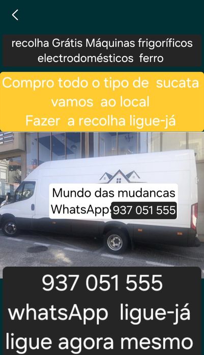 Mudanças e transportes recolha de moveis entulho madeiras  máquinas fr