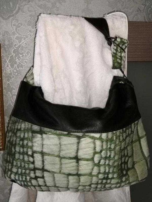 Шкіряна сумка у стилі Roberto Cavalli (Італія) 100% шкіра, хутро