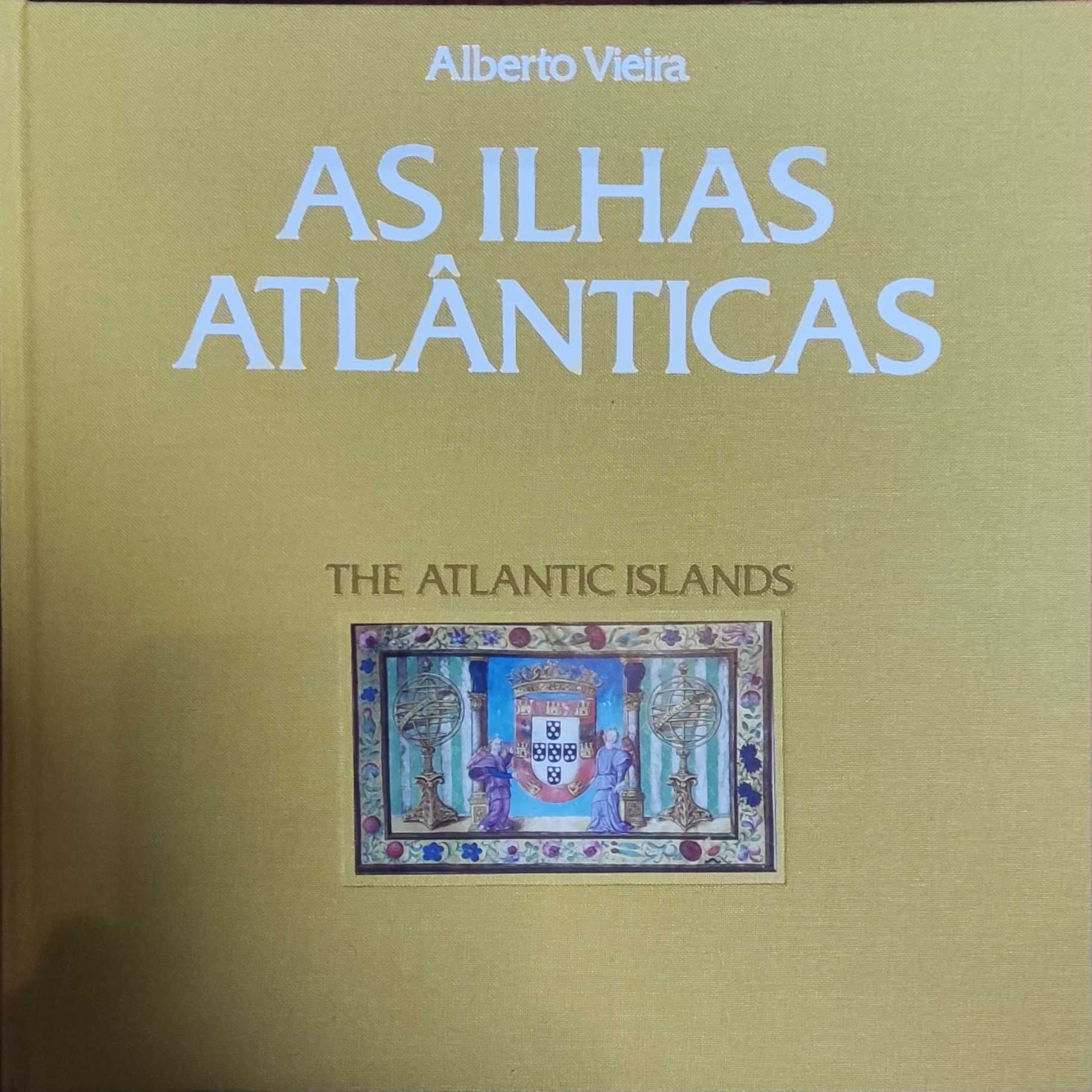 Livro "AS ILHAS ATLÂNTICAS" de Alberto Vieira (inclui selos)