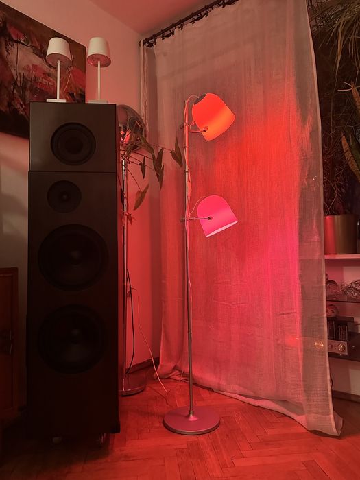 lampka stojąca podłogowa Ikea Svirvel space age retro 2 klosze