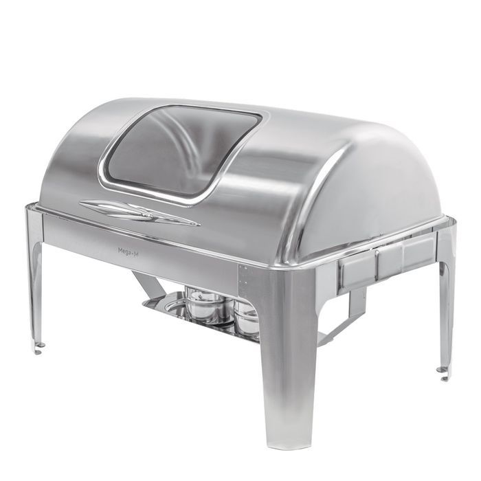 Podgrzewacz stołowy z pojemnikami GN wizjerem pokrywa Roll-Top Mega-M