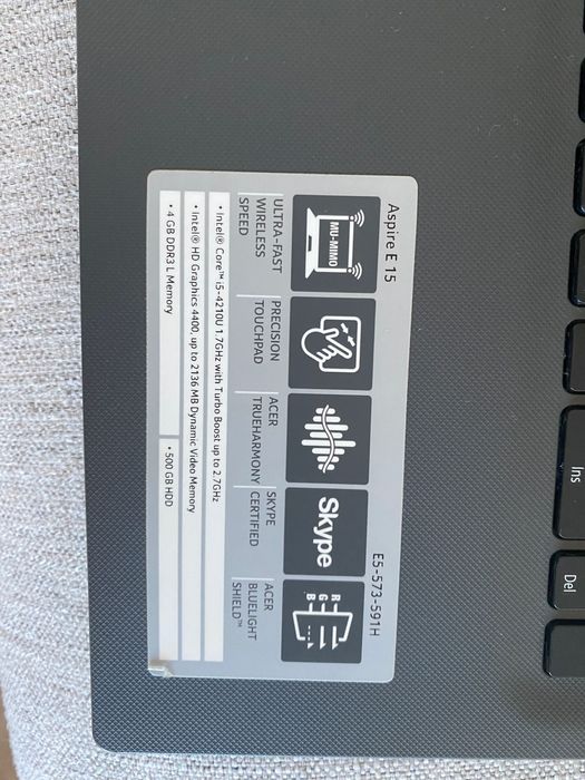 Portátil acer icore 5