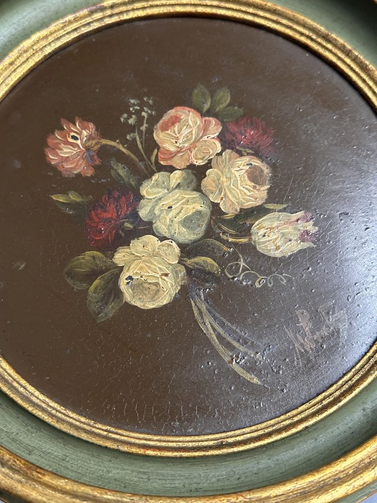Quadros a óleo sobre placa metálica