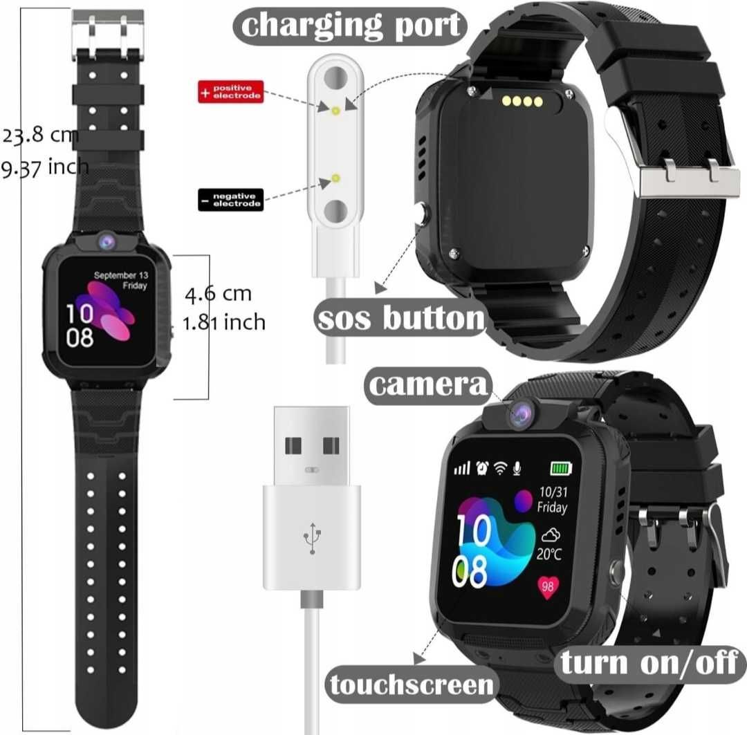 Smartwatch dla dzieci RUOPOEM Y20B CZARNY