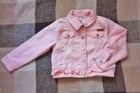 Рожева джинсова курточка на дівчинку