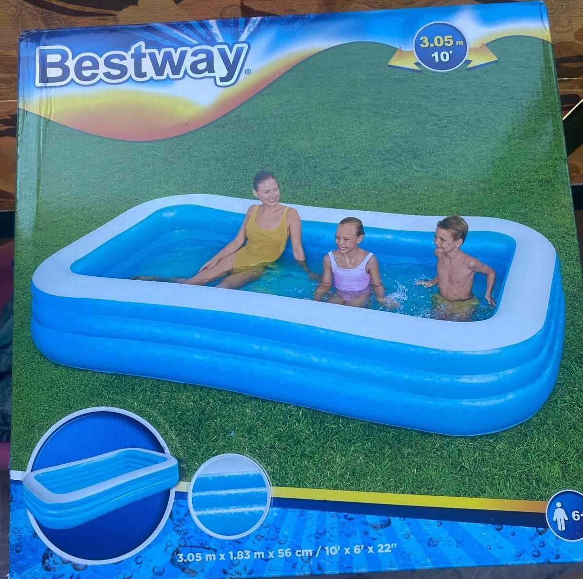 Piscina Insuflável Familiar Retangular 305x183x56 cm - Bestway - NOVA