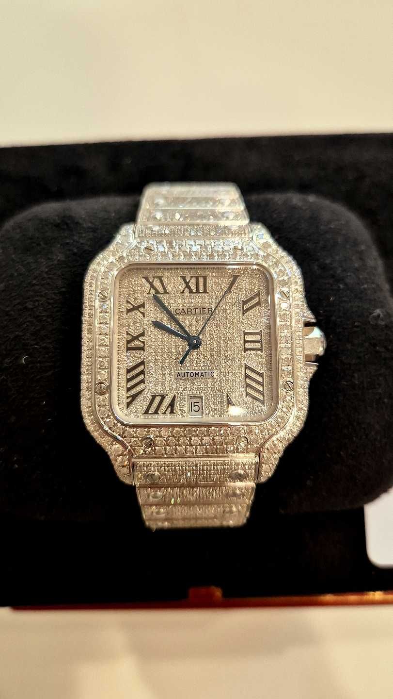 Zegarek Cartier Santos srebrny w diamentach