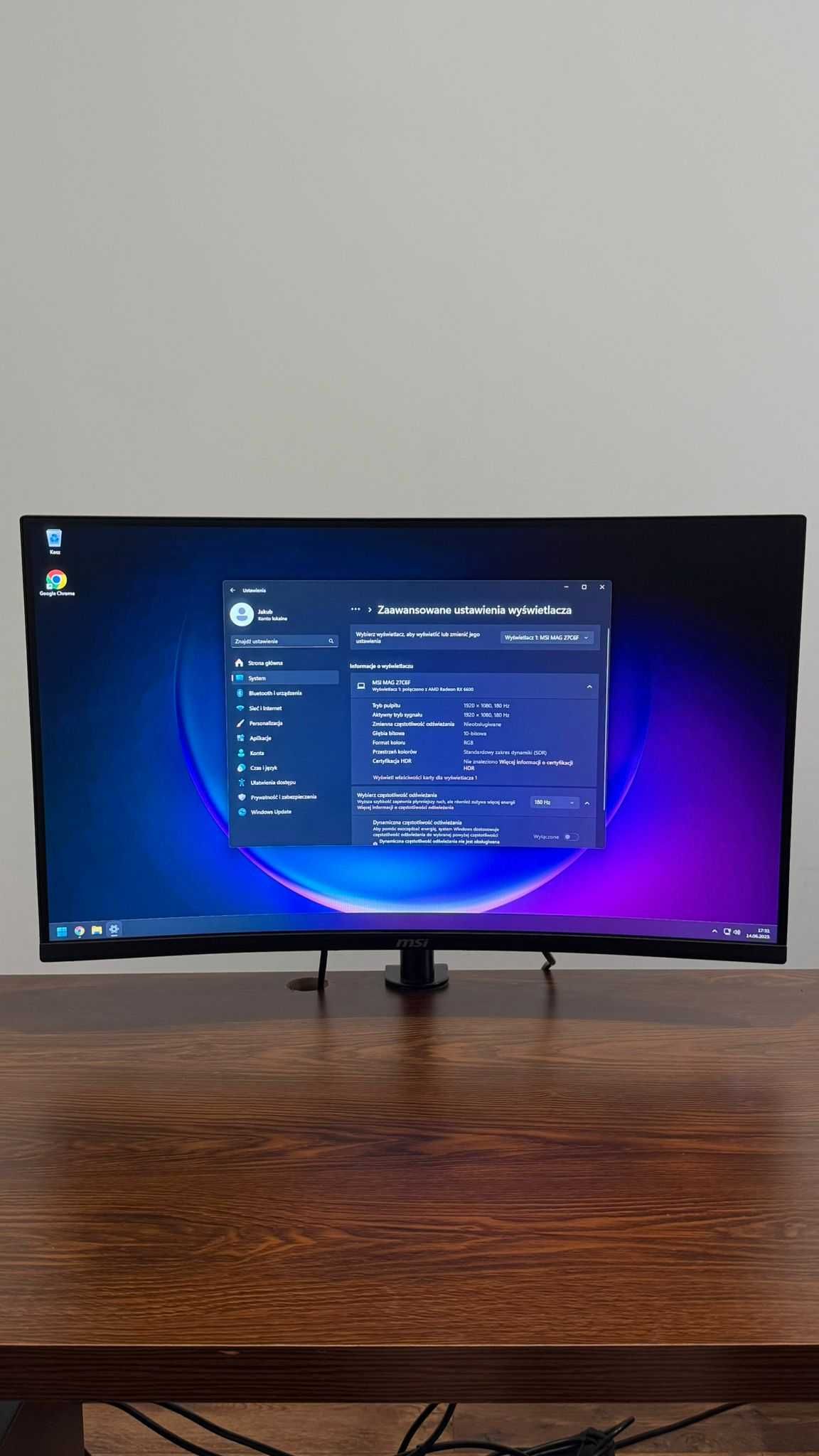Monitor MSI Mag27c6f 180Hz 0,5ms 27 cali zakrzywiany