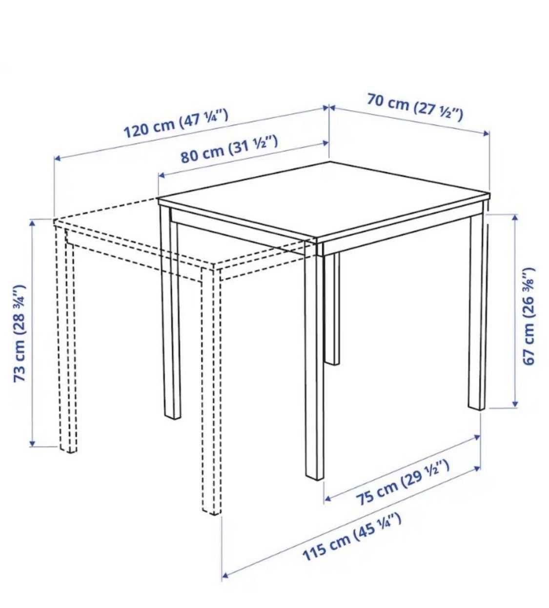 Stół rozkładany VANGSTA 80/120cm