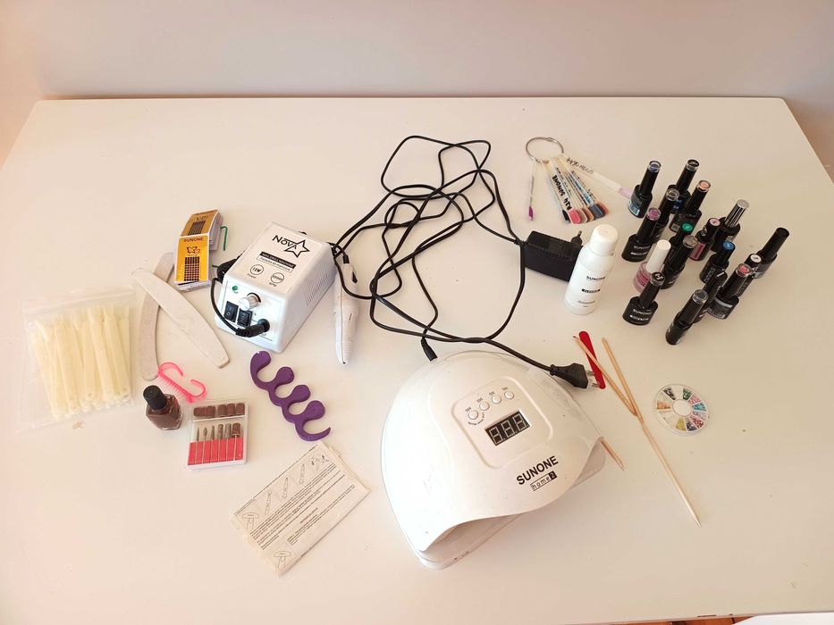 lampa UV sunone do robienia hybrydy paznokci zestaw frezarka manicure