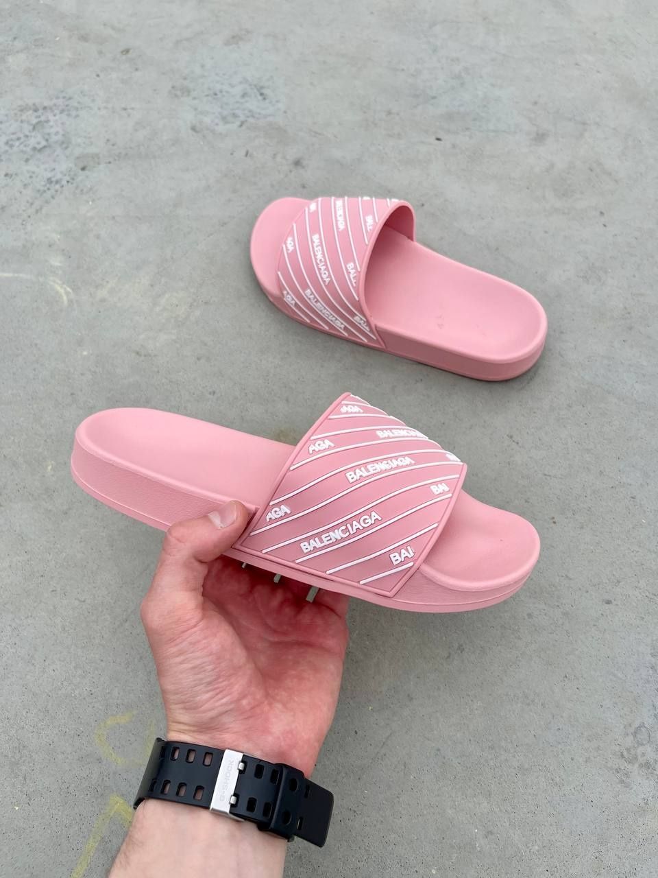 Жіночі шльопанці Balenciaga Slides Small Logo ‘Pink’