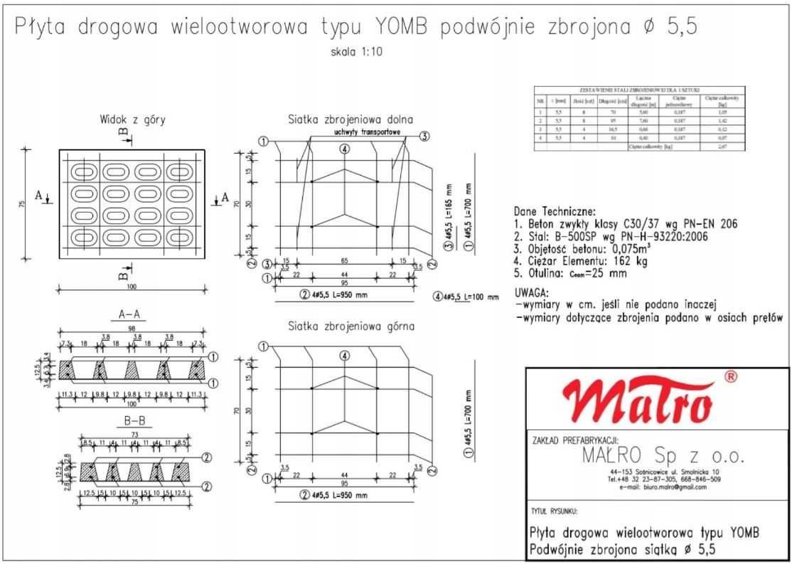 PŁYTY JOMBO płyta yomb yombo KOSTKA BRUKOWA klC35 podwójne zbrojenie