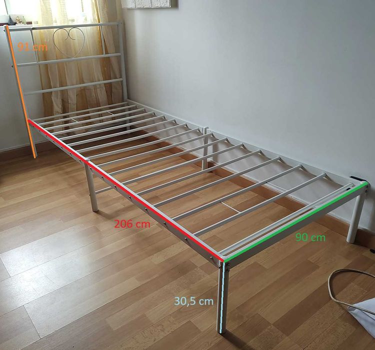 Estrutura de cama com cabeceira - branco - 206x90 cm