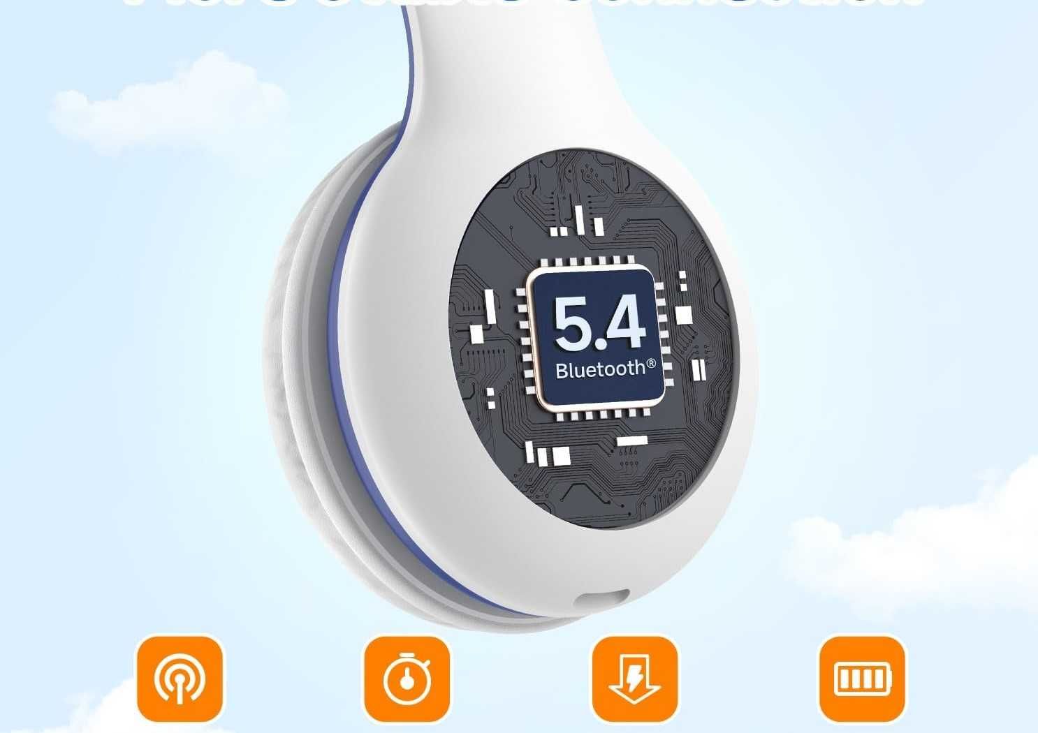 Słuchawki bezprzewodowe nauszne dla dzieci bluetooth mikrofon 40h