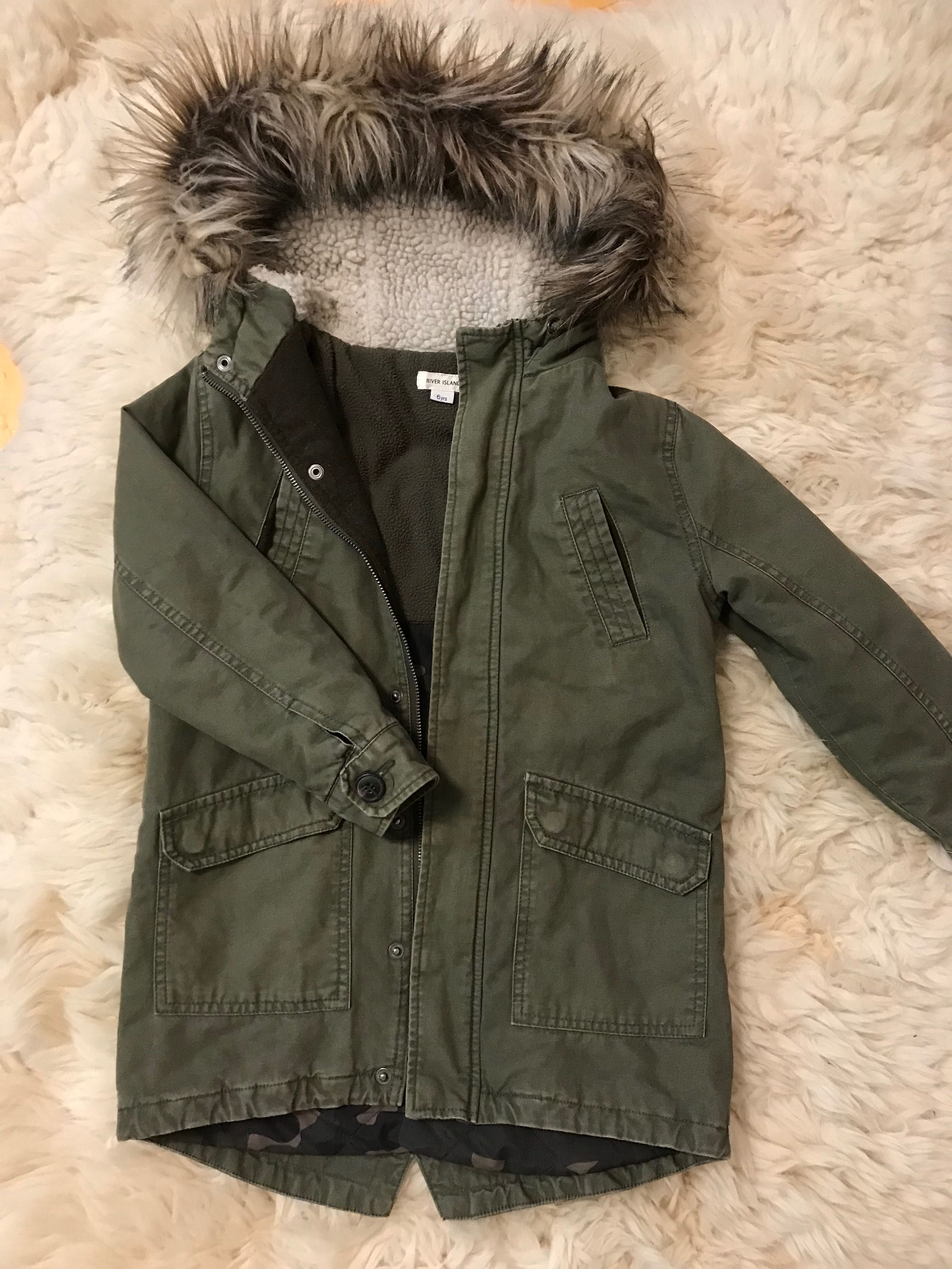 River Island parka jesienno-wiosenna khaki kaptur r 116