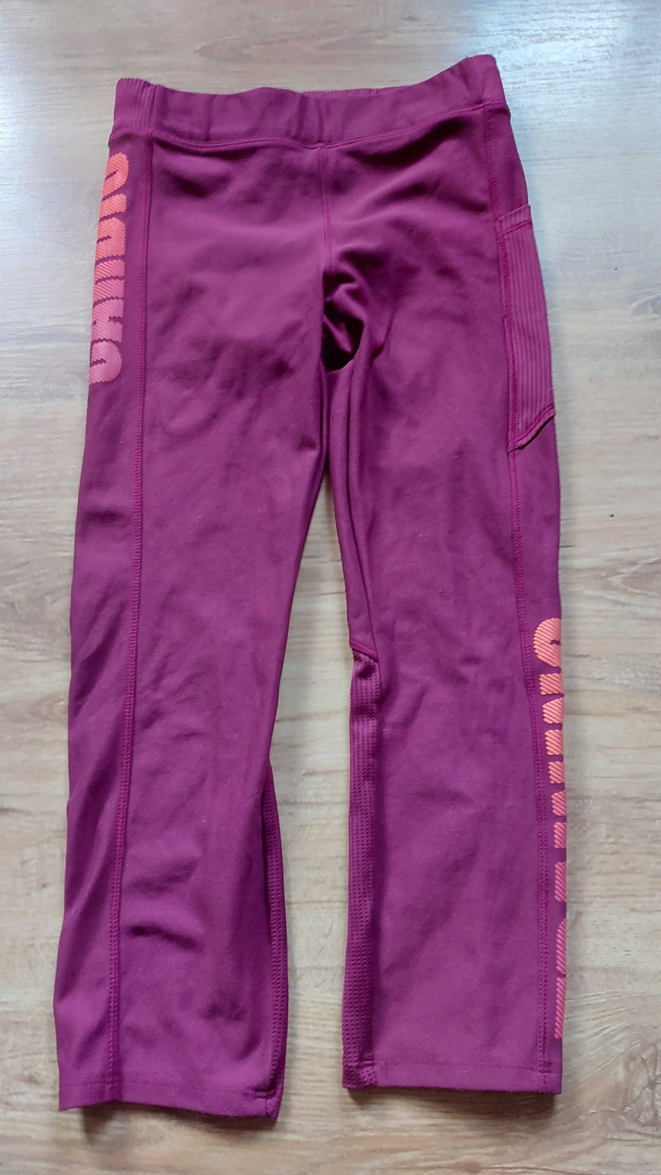 Legginsy Fitness Domyos fioletowe 3/4