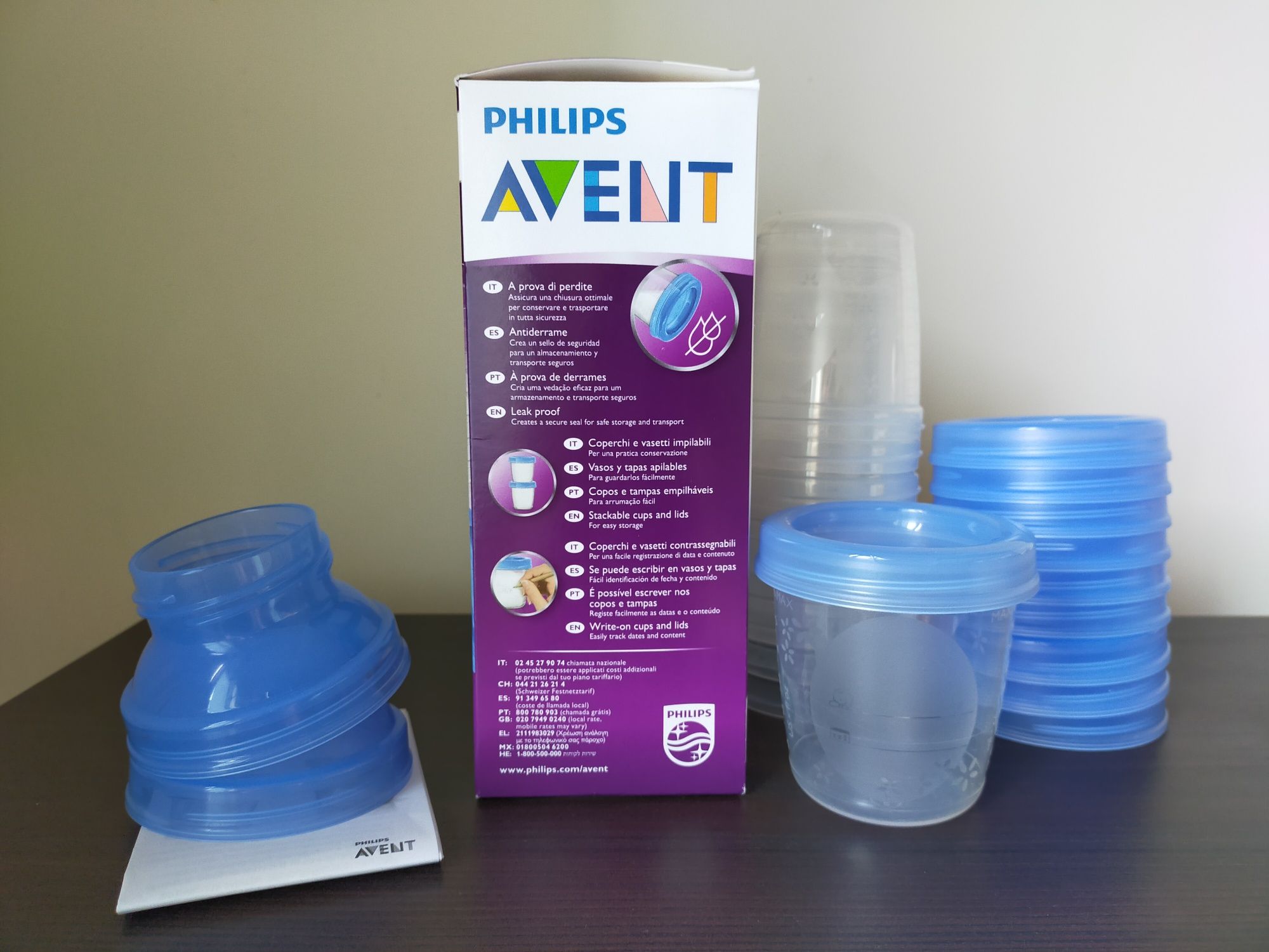 10 Copos de armazenamento de leite materno Philips Avent