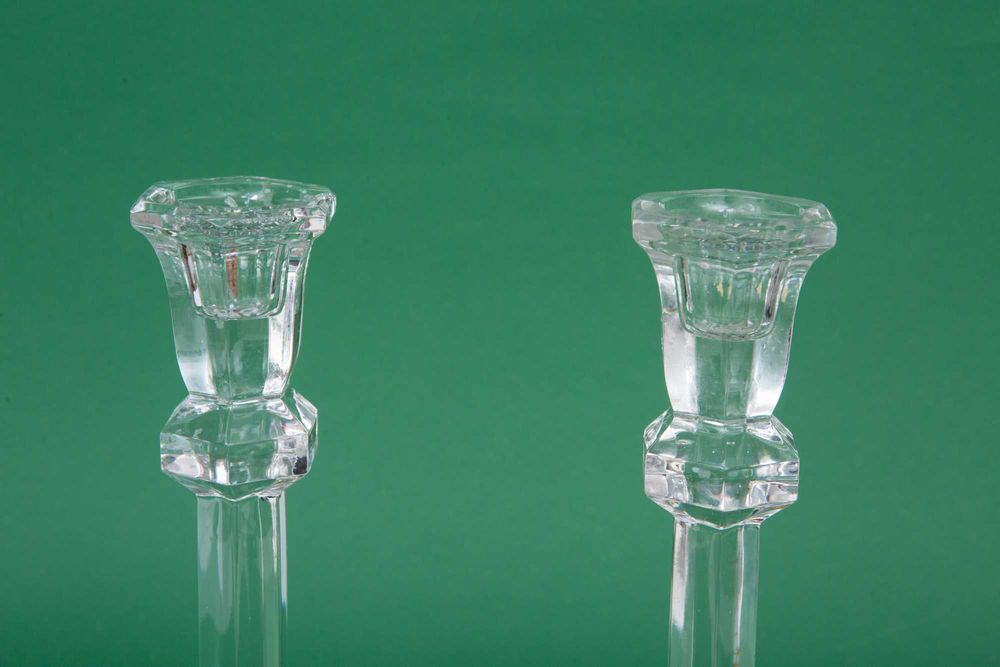 2 Szklane ciężkie świeczniki