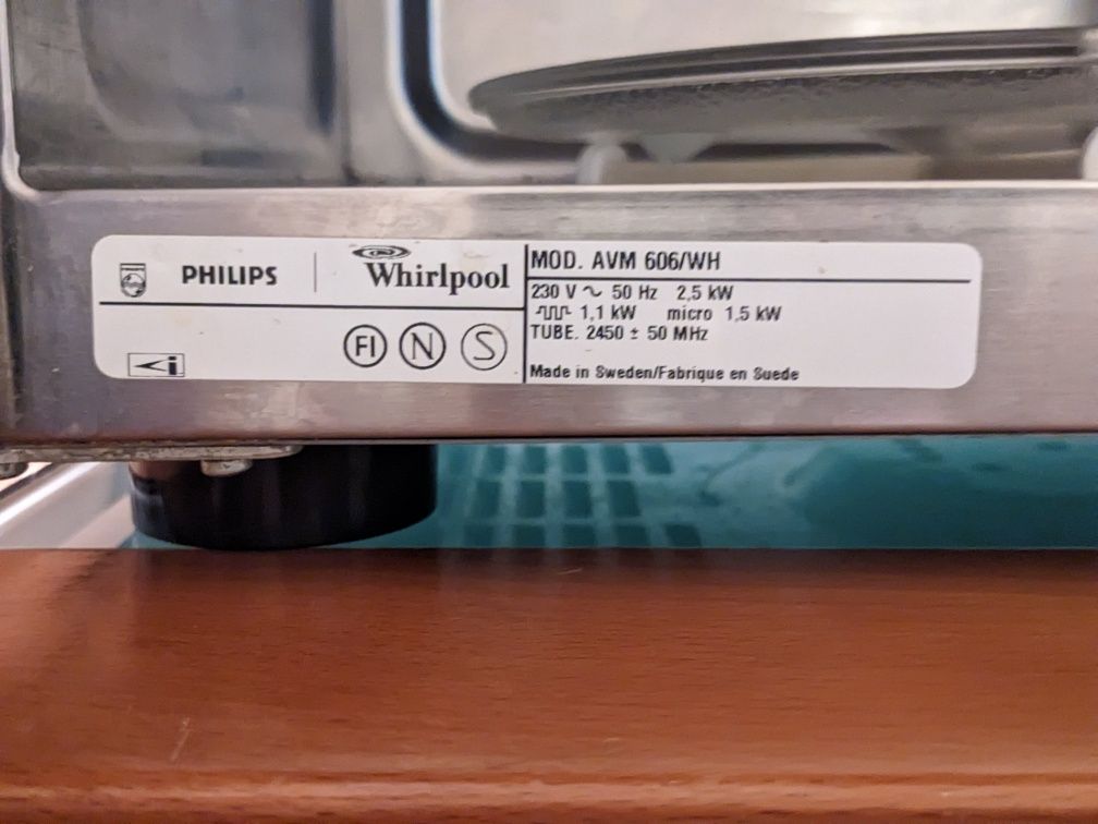 Microondas Philips Whirlpool mod AVM 606 WH