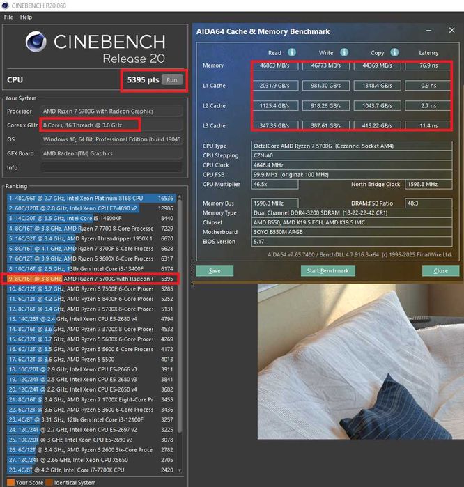Ryzen 7 5700G + 32 DDR4 + B550 Материнська плата Комплект Новий Vega 8