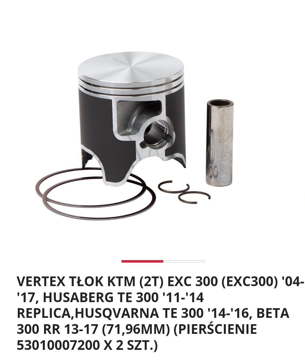 Tłok Vertex Kpl. KTM Exc Beta RR Husqvarna Te 250' 300 Sel. A B C D