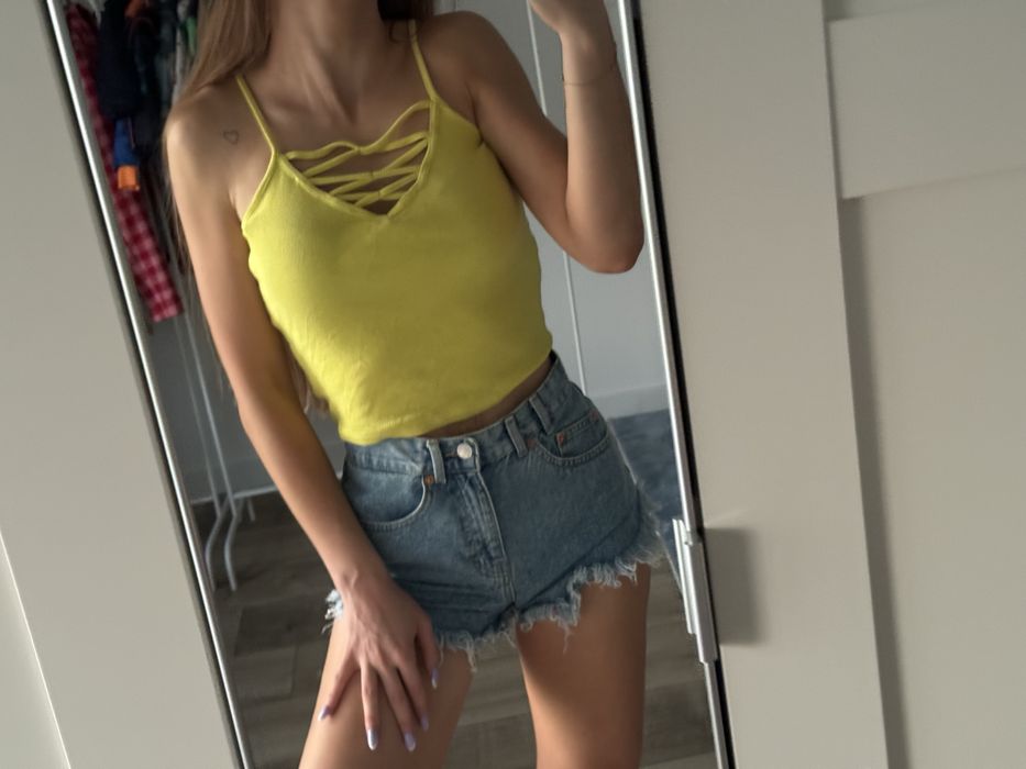 Top crop zara ozdobny przód
